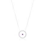 Amethyst February Birthstone Necklace in White Gold