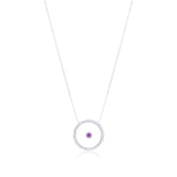 Amethyst February Birthstone Necklace in White Gold
