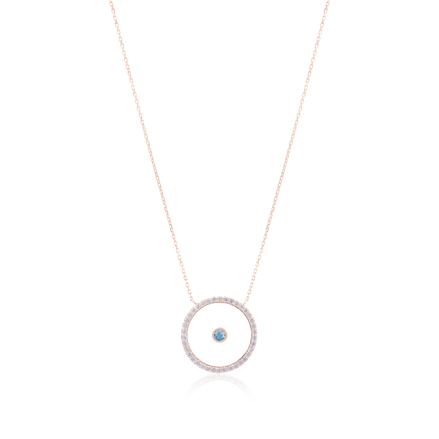 Aquamarine March Birthstone Necklace in Rose Gold