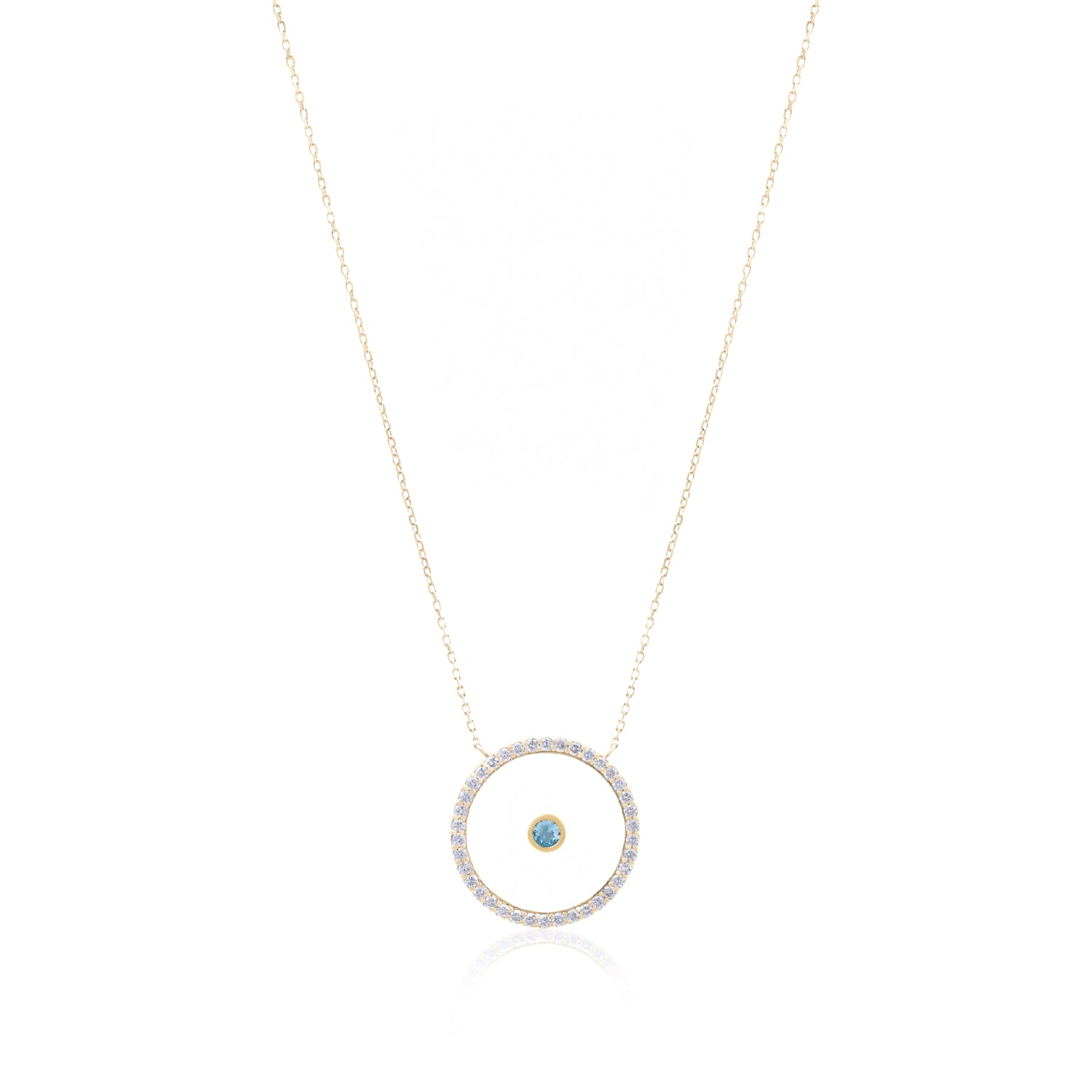 Aquamarine March Birthstone Necklace in Yellow Gold