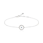 Blue Topaz December Birthstone Bracelet in White Gold