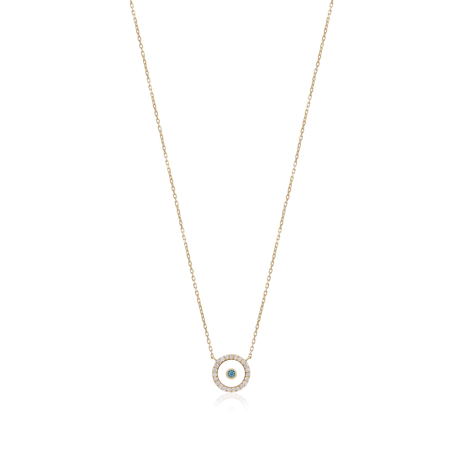 Blue Topaz December Birthstone Necklace in Yellow Gold