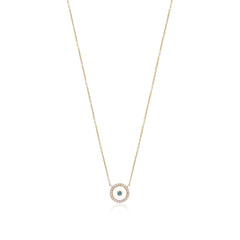 Blue Topaz December Birthstone Necklace in Yellow Gold