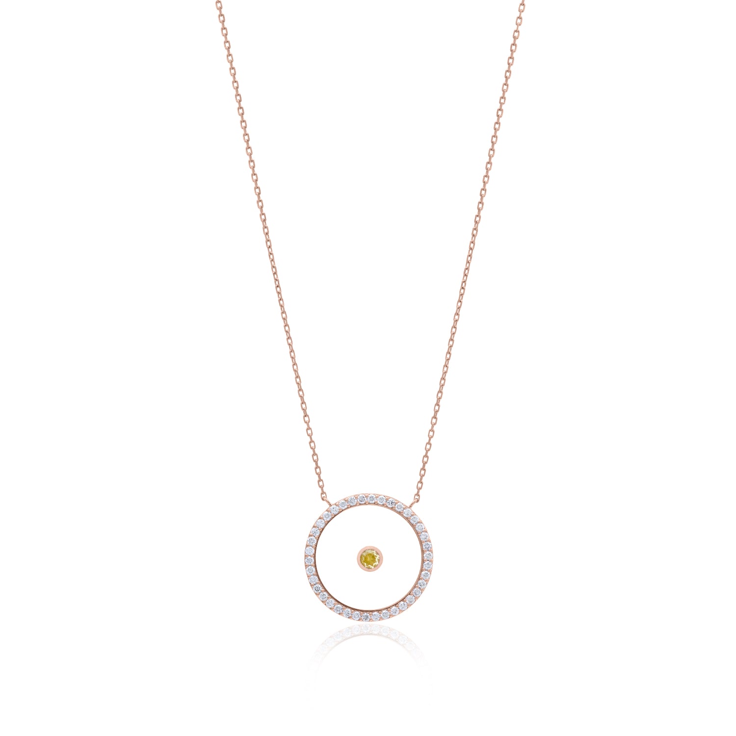 Citrine November Birthstone Necklace in Rose Gold