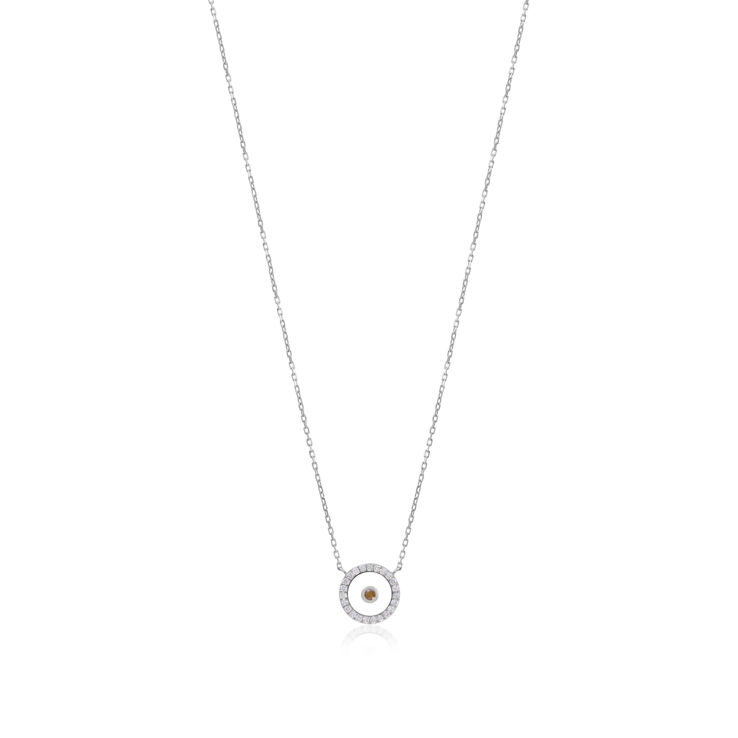 Citrine November Birthstone Necklace in White Gold