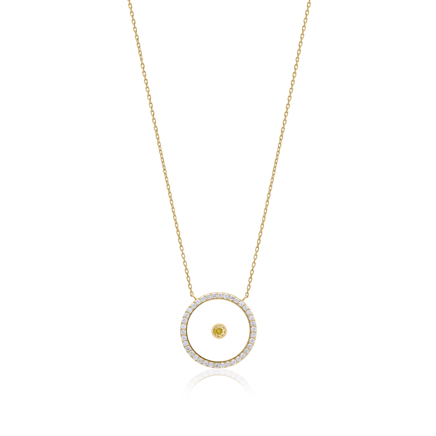 Citrine November Birthstone Necklace in Yellow Gold