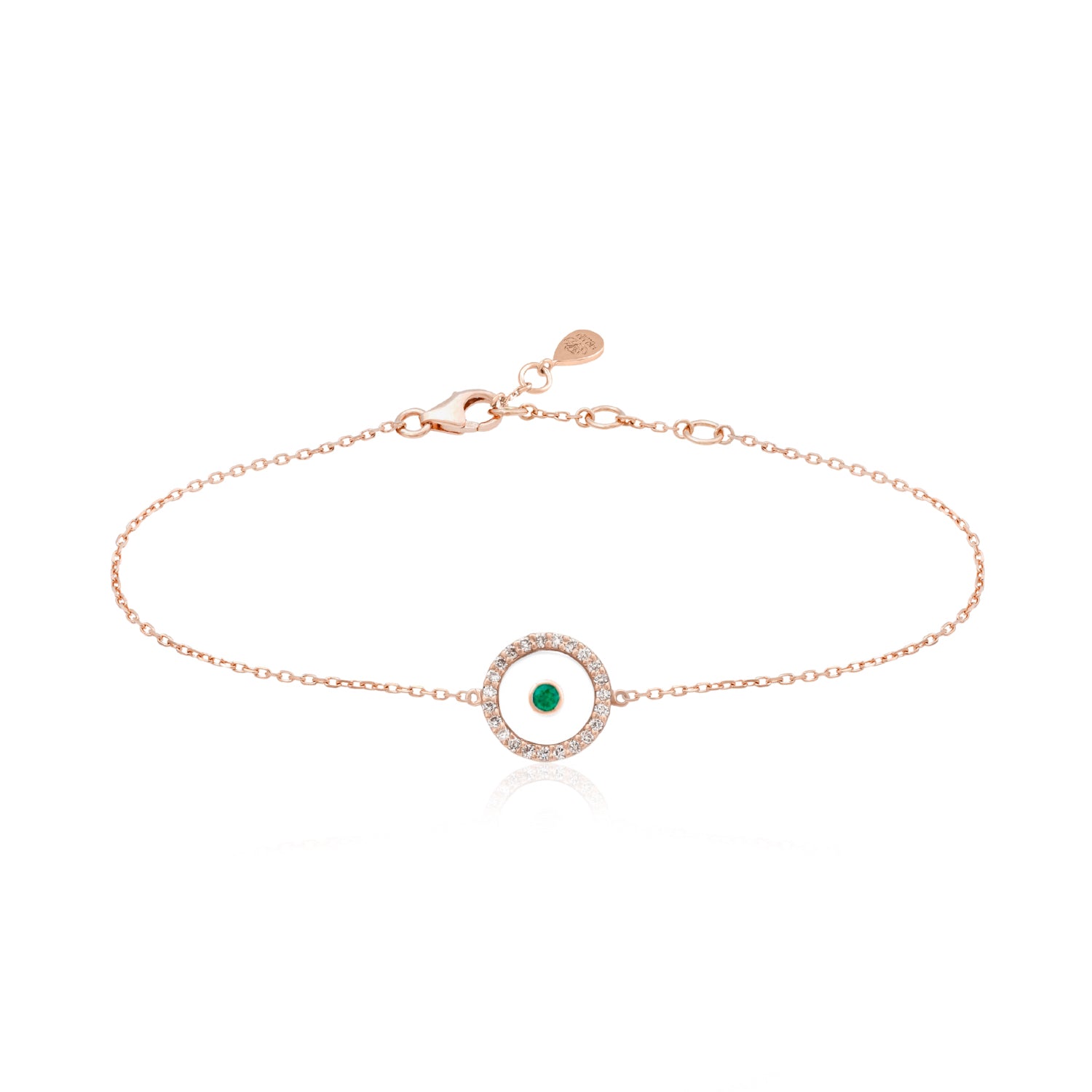 Emerald May Birthstone Bracelet in Rose Gold