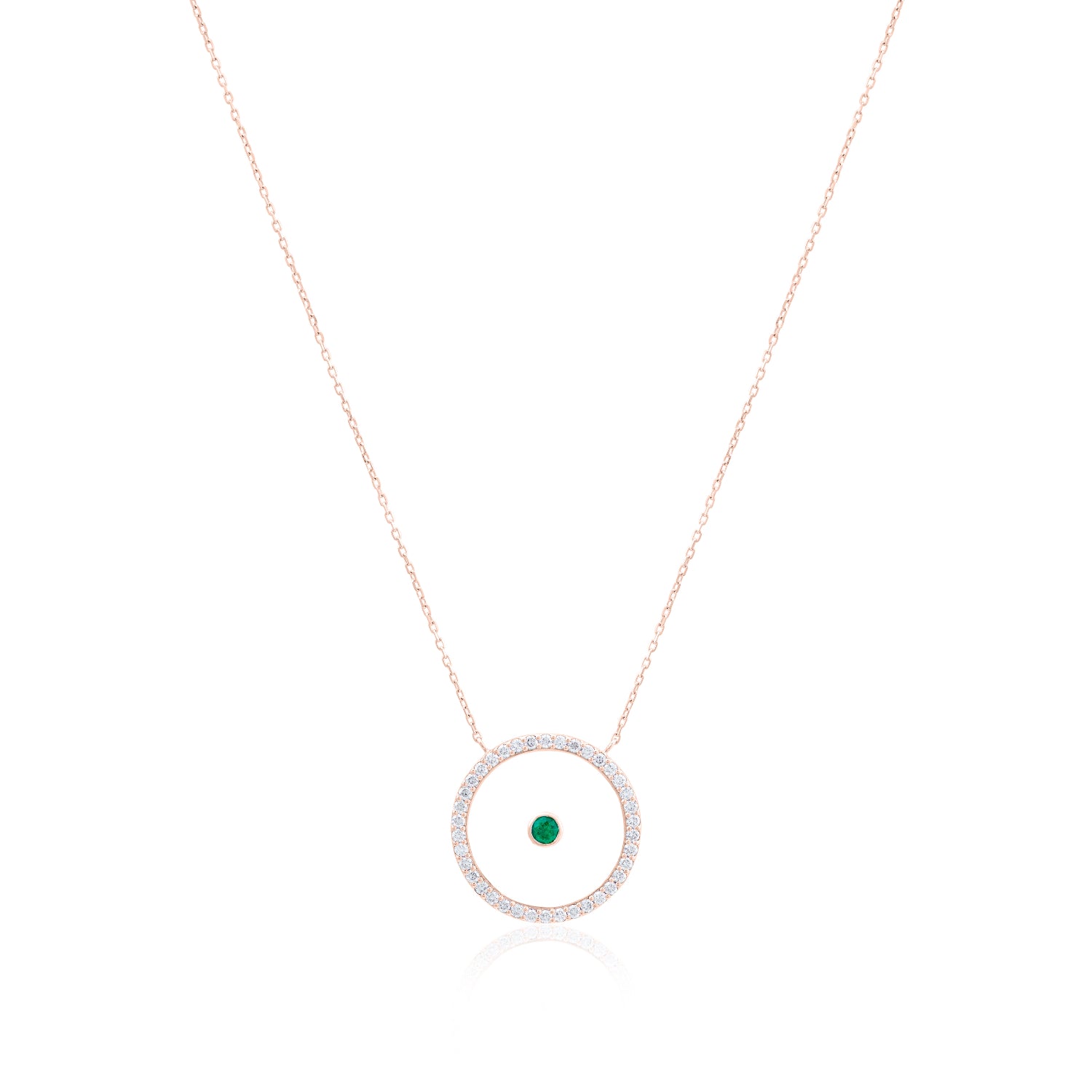 Emerald May Birthstone Necklace in Rose Gold