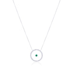 Emerald May Birthstone Necklace in White Gold