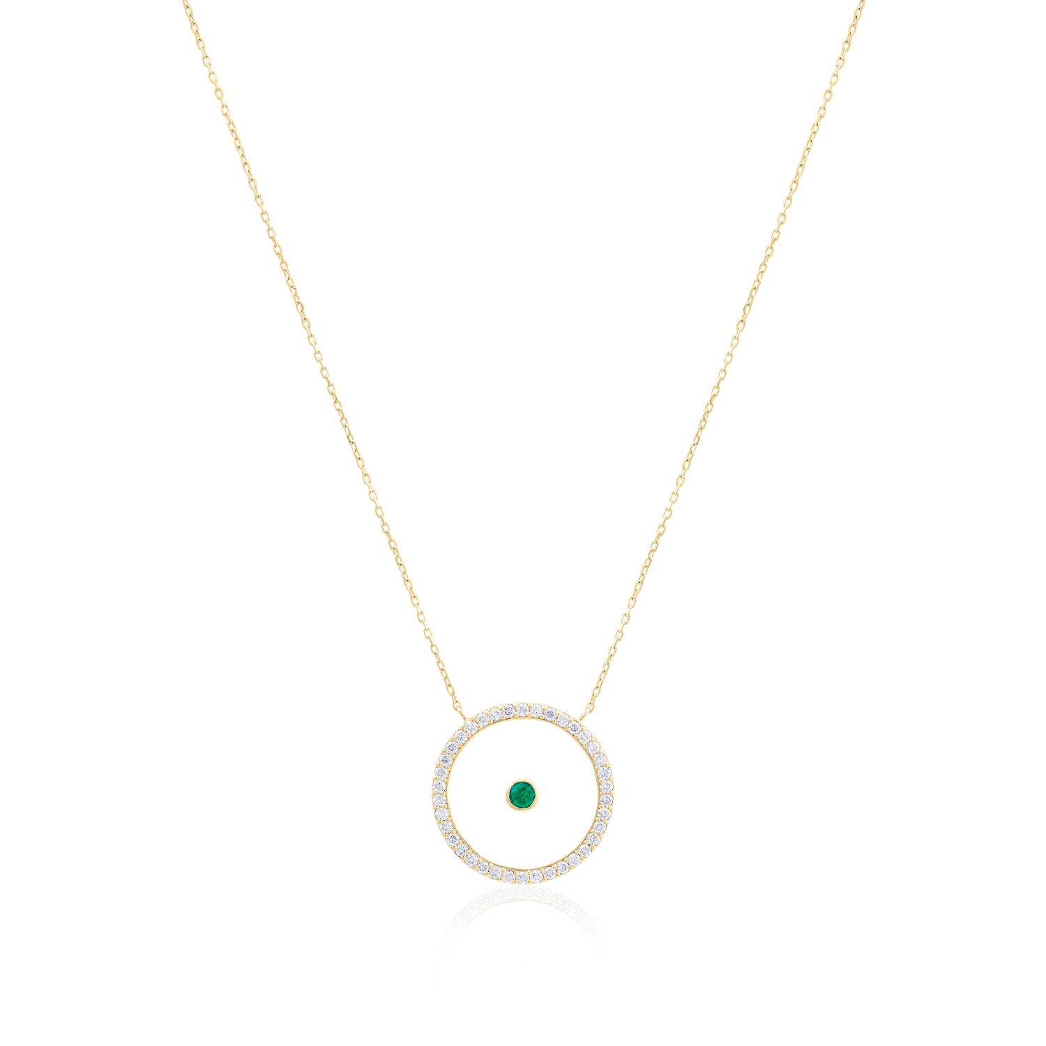 Emerald May Birthstone Necklace in Yellow Gold