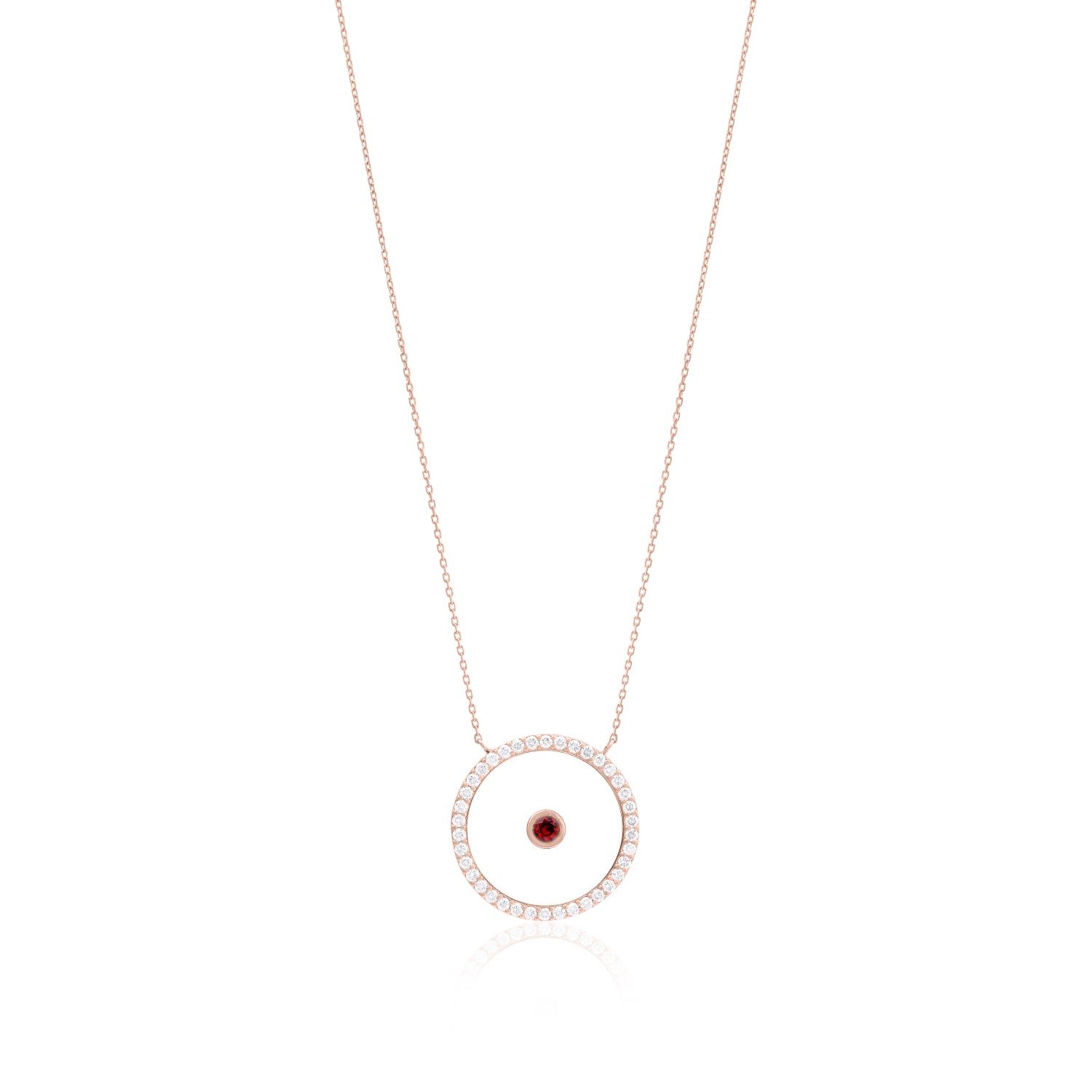 Garnet January Birthstone Necklace in Rose Gold