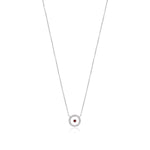 Garnet January Birthstone Necklace in White Gold