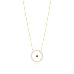 Garnet January Birthstone Necklace in Yellow Gold