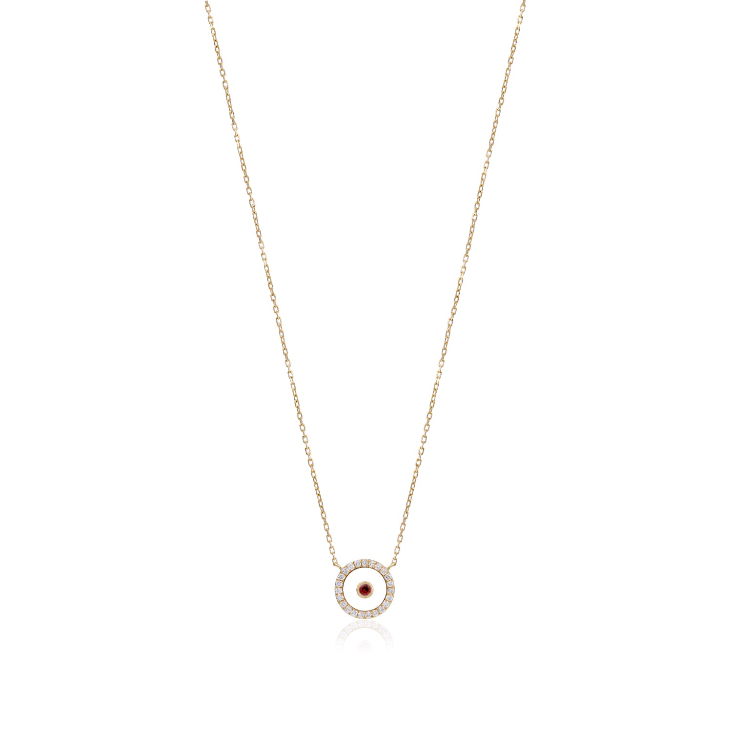 Garnet January Birthstone Necklace in Yellow Gold