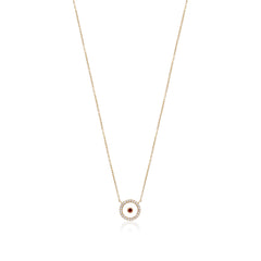Garnet January Birthstone Necklace in Yellow Gold