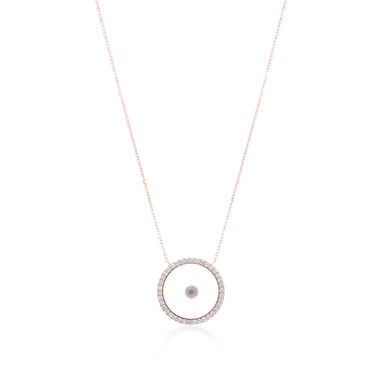 Moonstone June Birthstone Necklace in Rose Gold