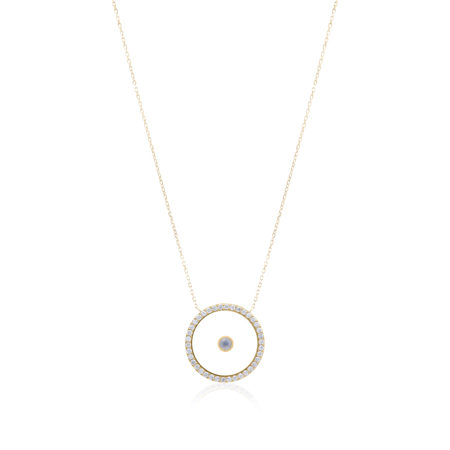 Moonstone June Birthstone Necklace in Yellow Gold