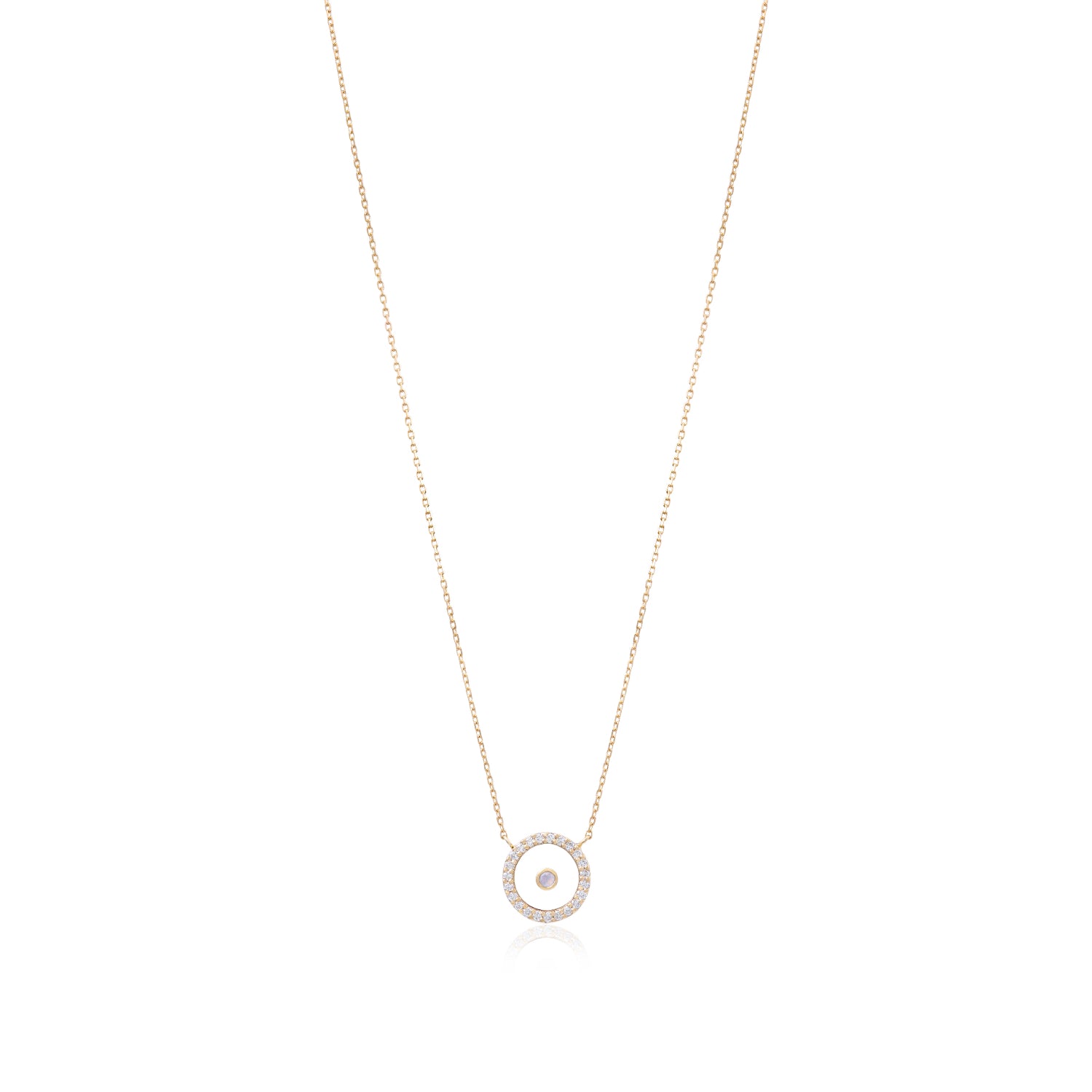 Moonstone June Birthstone Necklace in Yellow Gold