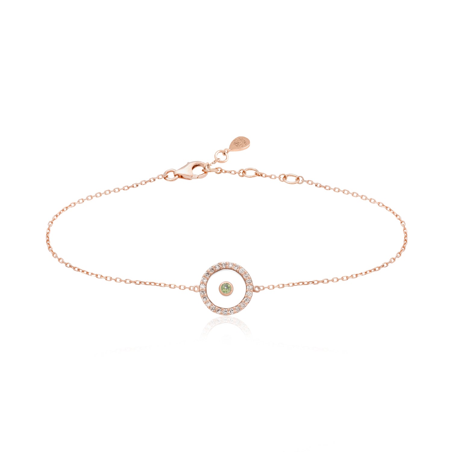 Peridot August Birthstone Bracelet in Rose Gold