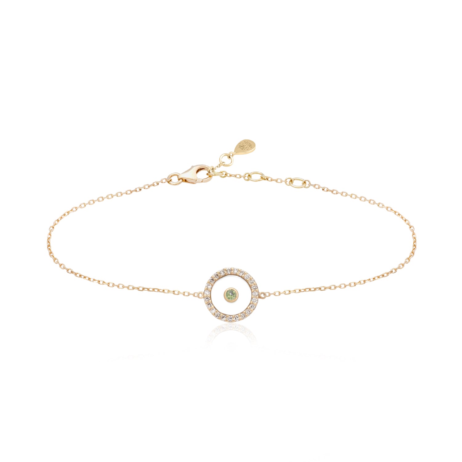 Peridot August Birthstone Bracelet in Yellow Gold