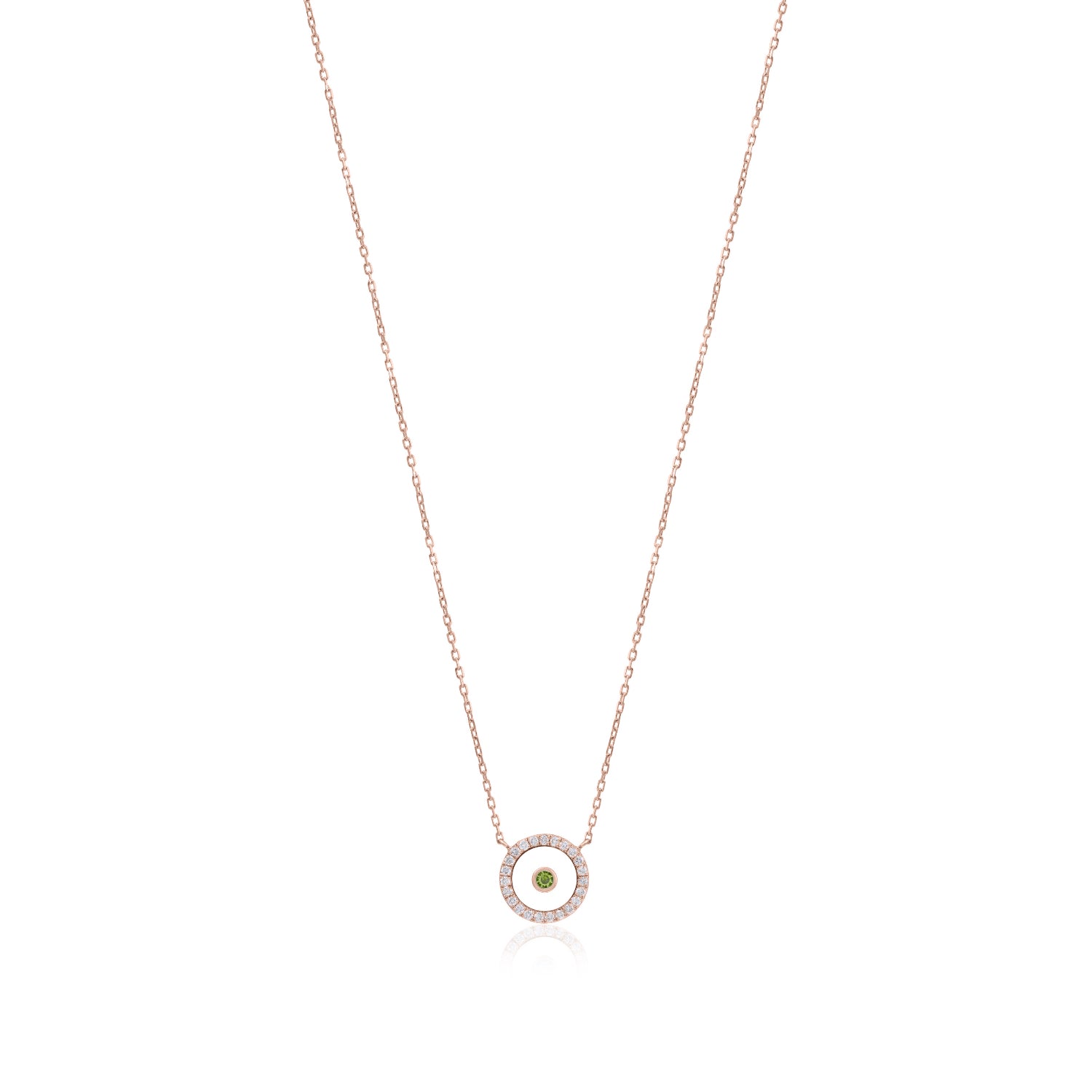 Peridot August Birthstone Necklace in Rose Gold