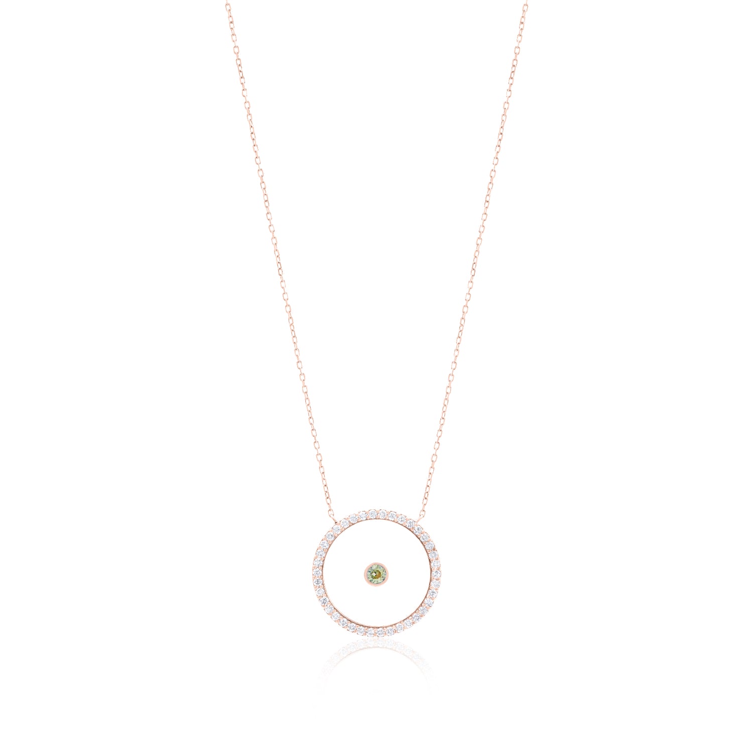 Peridot August Birthstone Necklace in Rose Gold