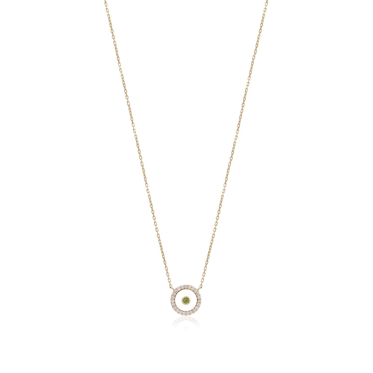 Peridot August Birthstone Necklace in Yellow Gold