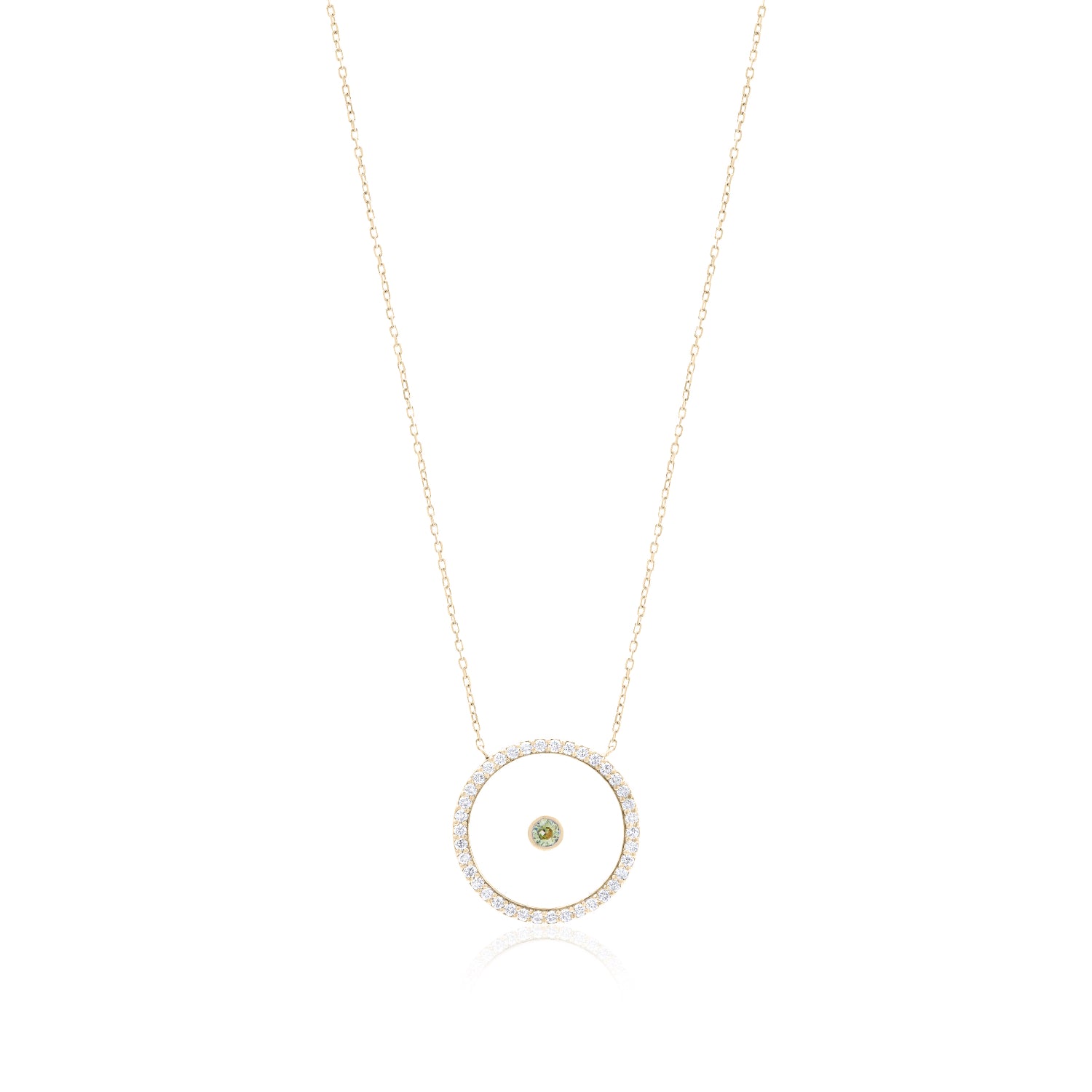 Peridot August Birthstone Necklace in Yellow Gold
