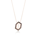 Qamoos 1.0 Letter أ Black Diamond Necklace in Rose Gold
