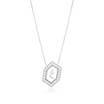 Qamoos 1.0 Letter غ Diamond Necklace in White Gold
