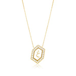 Qamoos 1.0 Letter غ Diamond Necklace in Yellow Gold