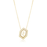 Qamoos 1.0 Letter غ Diamond Necklace in Yellow Gold