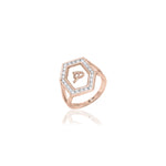 Qamoos 1.0 Letter هـ Diamond Ring in Rose Gold