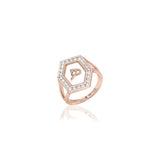 Qamoos 1.0 Letter هـ Diamond Ring in Rose Gold