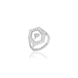 Qamoos 1.0 Letter هـ Diamond Ring in White Gold