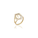 Qamoos 1.0 Letter م Diamond Ring in Yellow Gold