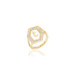 Qamoos 1.0 Letter غ Diamond Ring in Yellow Gold