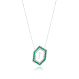 Qamoos 1.0 Letter أ Emerald Necklace in White Gold