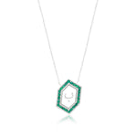 Qamoos 1.0 Letter ب Emerald Necklace in White Gold