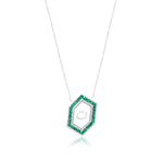 Qamoos 1.0 Letter ت Emerald Necklace in White Gold