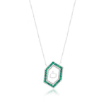 Qamoos 1.0 Letter ث Emerald Necklace in White Gold