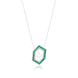 Qamoos 1.0 Letter ث Emerald Necklace in White Gold