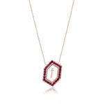 Qamoos 1.0 Letter أ Ruby Necklace in Rose Gold