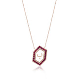 Qamoos 1.0 Letter ب Ruby Necklace in Rose Gold