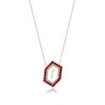 Qamoos 1.0 Letter أ Ruby Necklace in Yellow Gold