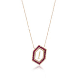 Qamoos 1.0 Letter إ Ruby Necklace in Yellow Gold