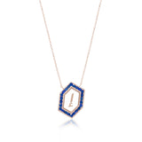 Qamoos 1.0 Letter إ Sapphire Necklace in Rose Gold
