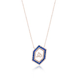 Qamoos 1.0 Letter هـ Sapphire Necklace in Rose Gold