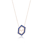 Qamoos 1.0 Letter ب Sapphire Necklace in Rose Gold