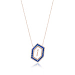 Qamoos 1.0 Letter أ Sapphire Necklace in Rose Gold